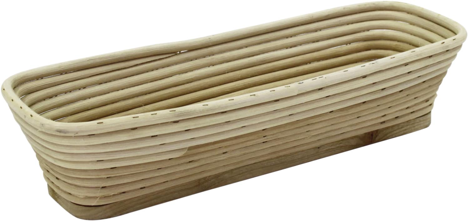 Bread proofing baskets long, angled shape wooden bottom