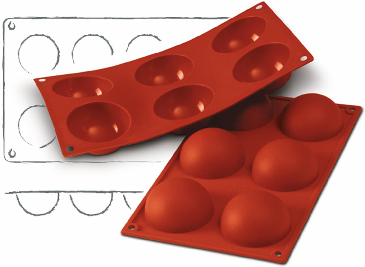 Silicone baking moulds "Half-spheres" 300 x 175 mm