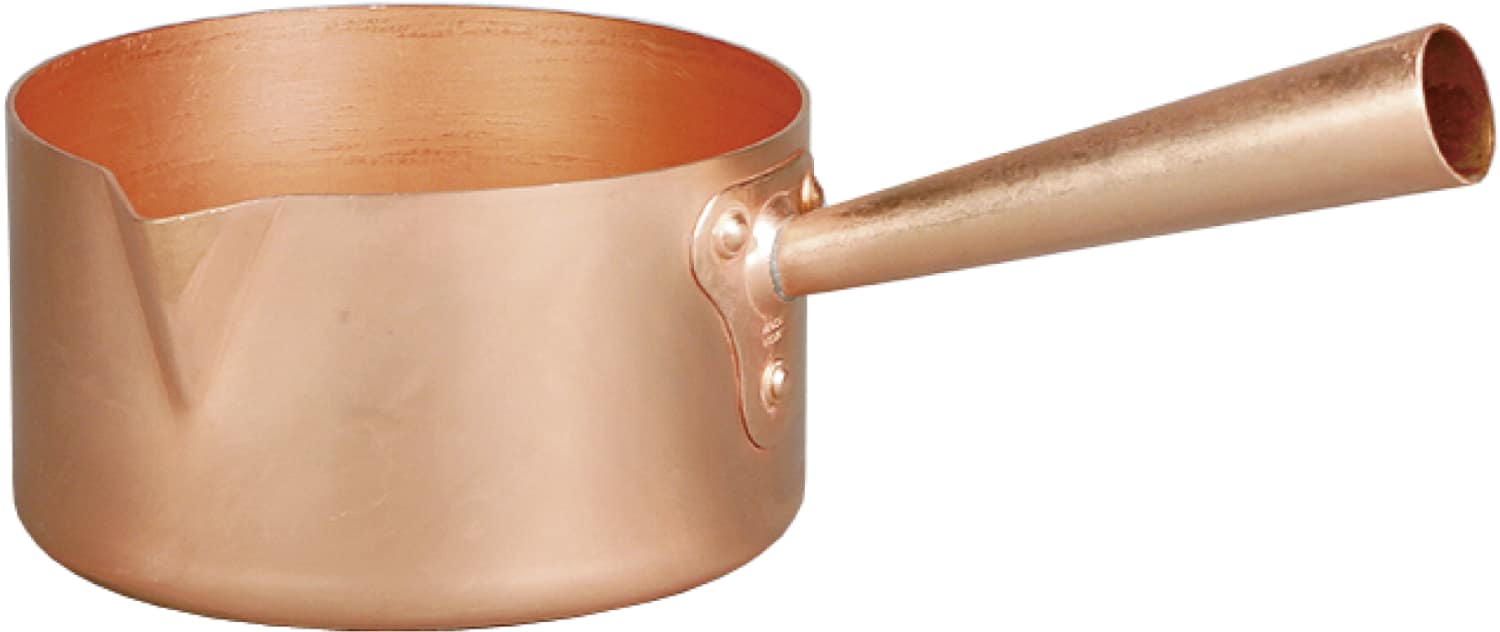 Sugar pan with copper handle
