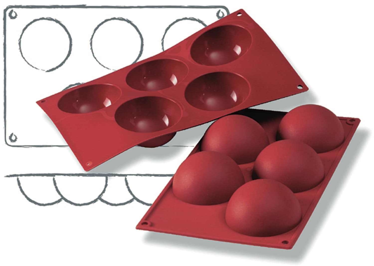 Silicone baking moulds "Half-spheres" 300 x 175 mm