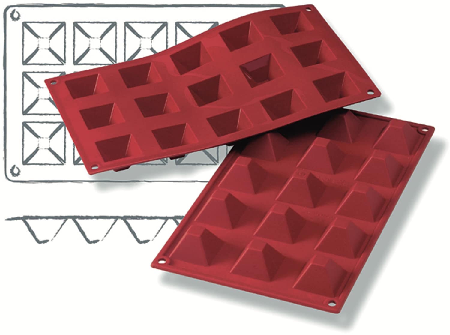 Silicone baking moulds "Pyramid" 300 x 175 mm